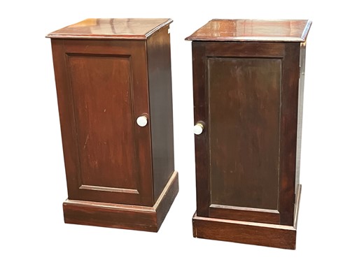 Lot 591 - A near pair of bedside cabinets, adapted, 73.5...