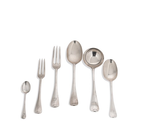Lot 445 - A Hanoverian silver flatware service