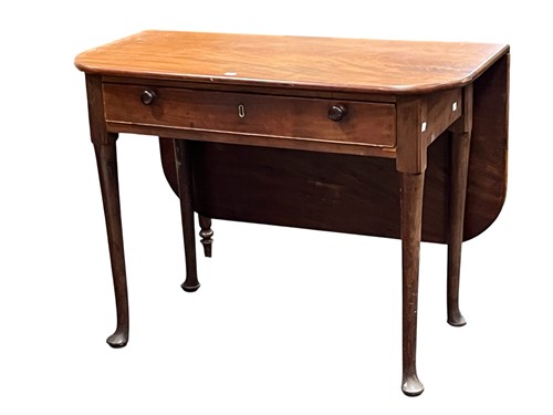 Lot 588 - A mahogany drop leaf side table, 19th...