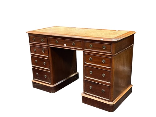 Lot 589 - A late Victorian mahogany twin pedestal desk...