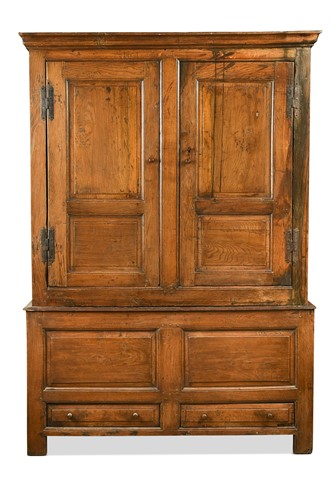 Lot 396 - An oak housekeepers cupboard, 18th century