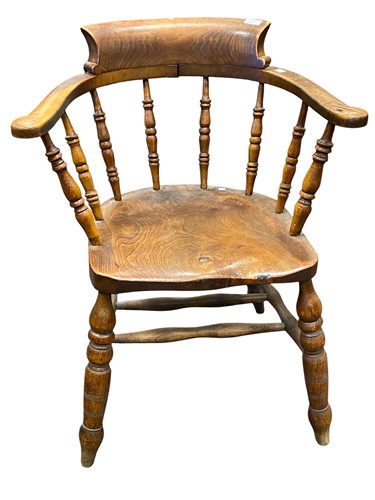 Lot 537 - An Edwardian ash and elm captain’s chair, of...