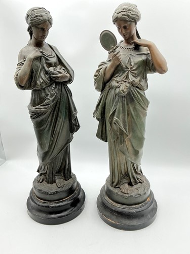 Lot 214 - Two French painted spelter models, 20th...