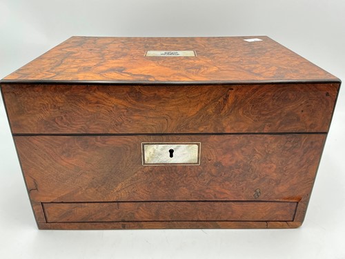 Lot 370 - A Victorian burr walnut vanity travelling case,...