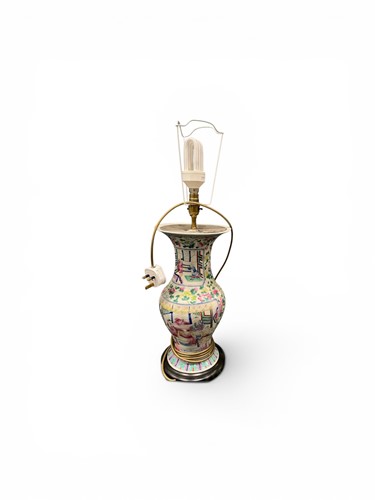 Lot 71 - A single Chinese lamp of waisted baluster...