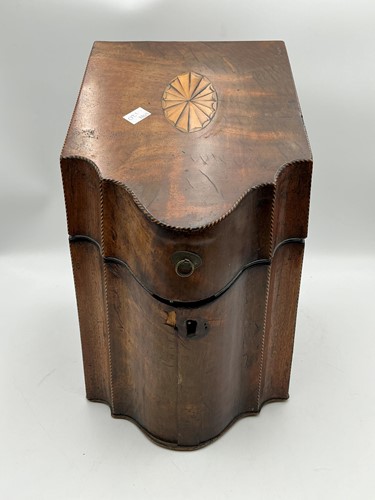 Lot 204 - A late George III inlaid mahogany knife...