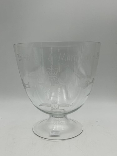 Lot 32 - An RAF commemorative glass pedestal bowl, 20th...