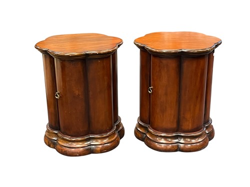Lot 607 - A pair of hard wood bedside cabinets, Seven...
