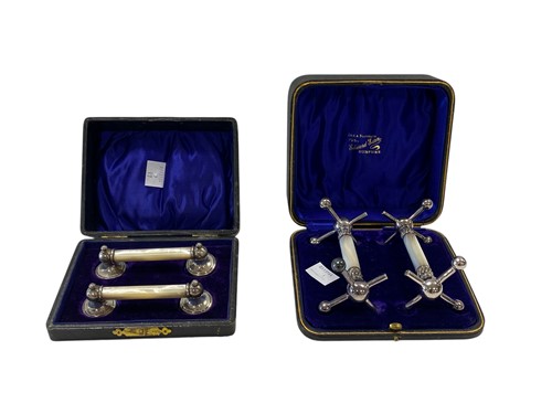 Lot 166 - A pair of Edwardian silver and mother of pearl...