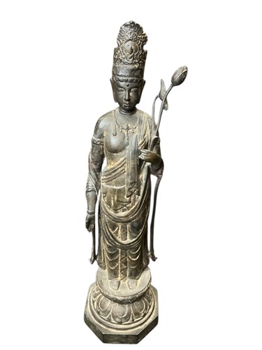 Lot 134 - A Japanese cast metal model of Kannon...