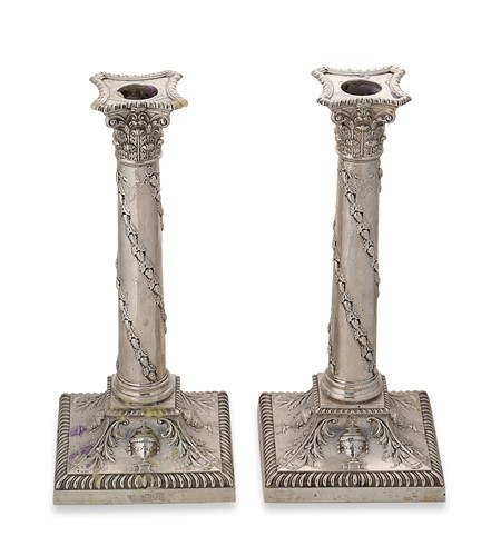 Lot 348 - A pair of Victorian silver candlesticks