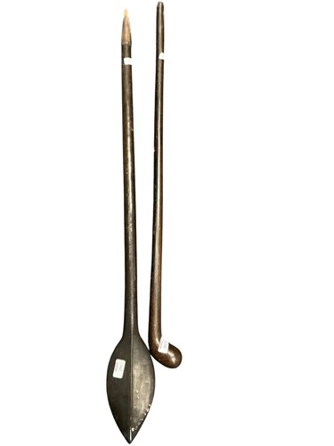 Lot 280 - A 20th century tribal hardwood paddle and a...