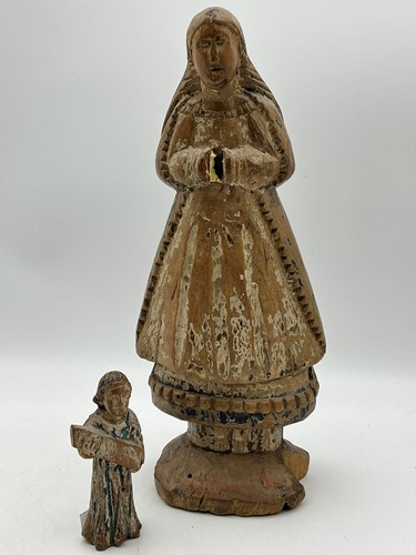 Lot 166 - A Folk art carved wood figure a lady, 19th...