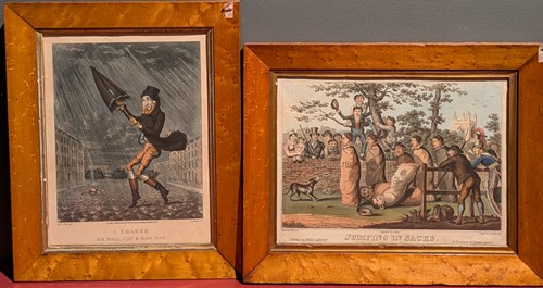 Lot 472 - A Collection Of Five Satirical Prints In Satinwood & Maple Frames (5)
