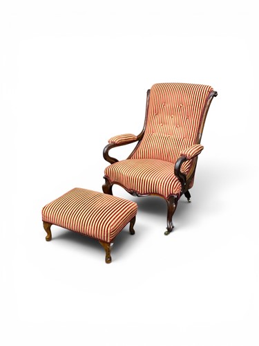 Lot 410 - A Victorian mahogany open armchair together...