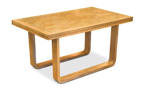 Lot 202 - A burr birch veneered coffee table, late 20th century