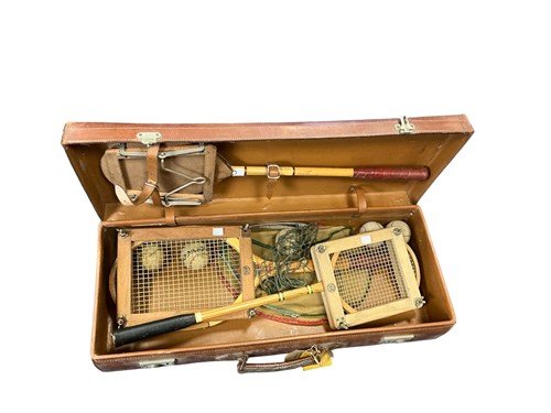 Lot 261 - A travelling sports case early 20th century,...