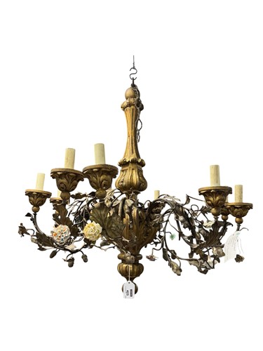 Lot 423 - An Italian gilt wood chandelier, mid 19th...
