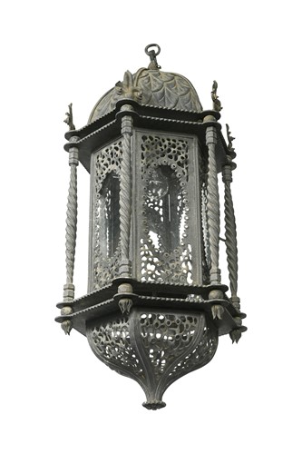 Lot 514 - A large Eastern style cast-iron black-painted cupola lantern, 20th century