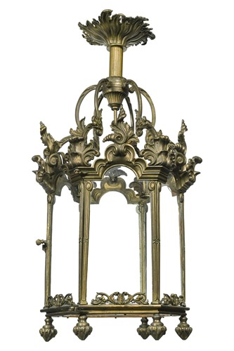 Lot 464 - A Victorian cast-brass hall lantern