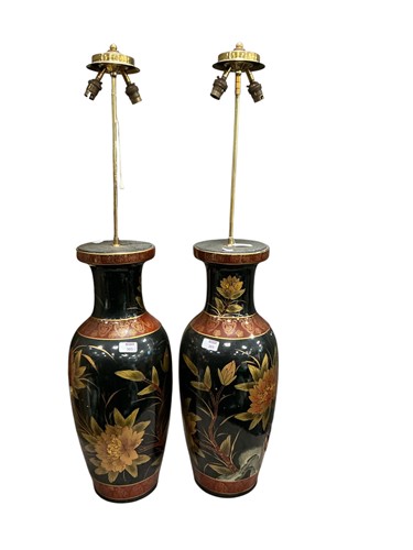 Lot 305 - A pair of large Japanese style ceramic table...