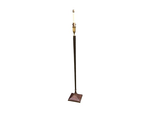 Lot 393 - A single bronzed metal floor lamp, 20th...