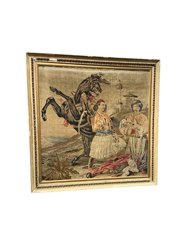 Lot 130 - A needlework panel, late 19th/early 20th...