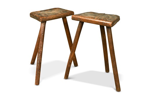 Lot 378 - Two provincial elm stools, early 19th century
