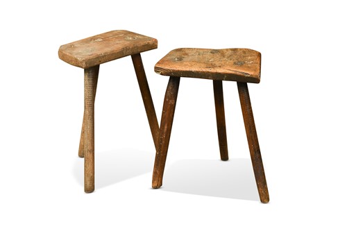 Lot 376 - Two provincial elm stools, early 19th century