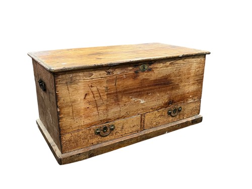 Lot 507 - A pine blanket chest, 19th century, the hinged...