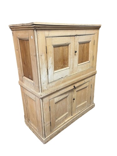Lot 501 - A pine housekeepers cupboard, incorporating...