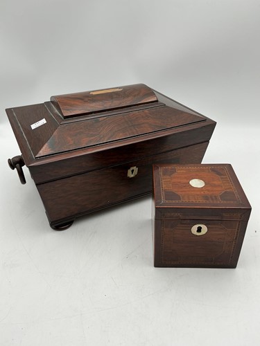 Lot 182 - A 19th century rosewood work box 20 x 30 x...