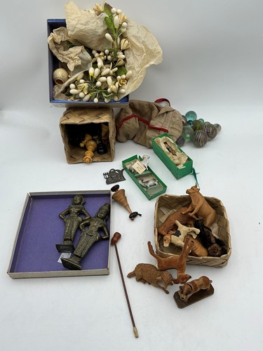 Lot 119 - Various model animal figures, marbles, and...