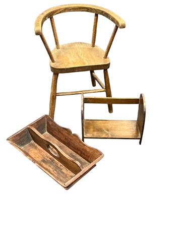 Lot 253 - A 20th century elm and turned beech childs...