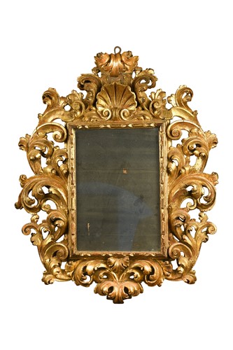 Lot 532 - An Italian Baroque giltwood mirror, late 17th/ early 18th century