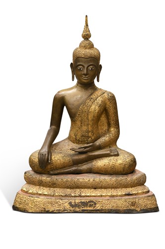 Lot 92 - A Thai large parcel gilt bronze of Buddha, Thailand, Rattanakosin period, 19th century