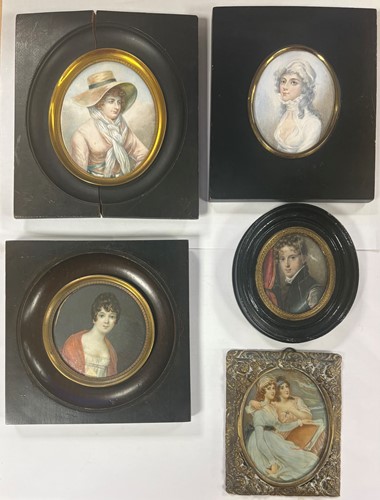 Lot 9 - A collection of 15 portrait miniatures, mainly English School, 19th century