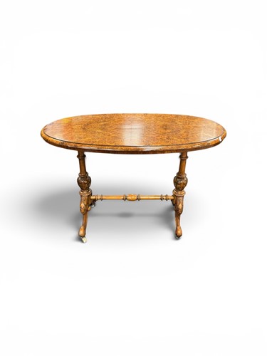 Lot 362 - A Victorian walnut table with burr top on...