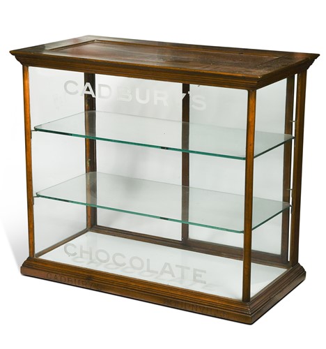 Lot 689 - A Cadbury's Chocolate mahogany glazed shop display cabinet, 20th century