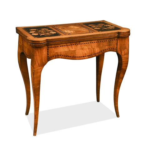 Lot 537 - A Continental walnut and marquetry fold-over card table, late 18th century