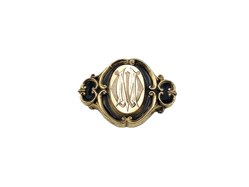 Lot 175 - A Victorian gold cased mourning brooch, with...