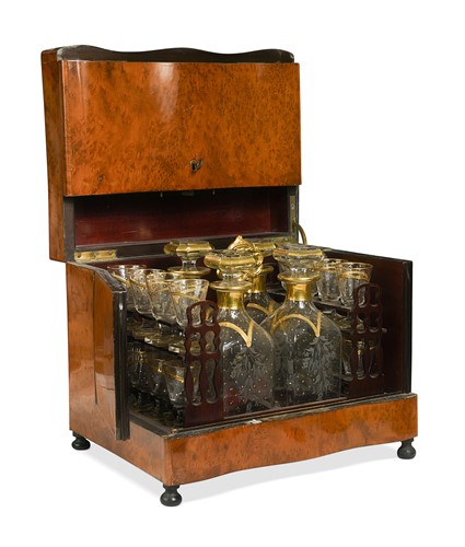 Lot 613 - A Napoleon III burr yew cave à liqueur, 19th century