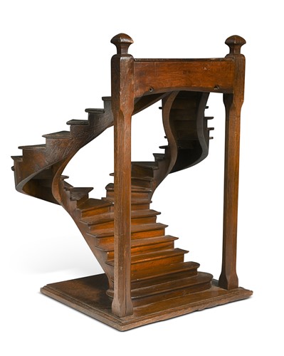 Lot 688 - A stained wood architects model of a double spiral staircase, late 19th century