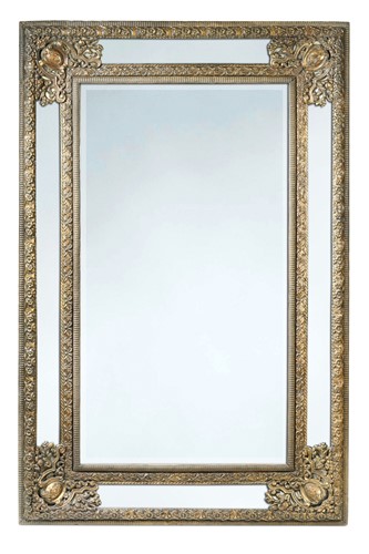 Lot 593 - A pressed-brass wall mirror, late 19th century