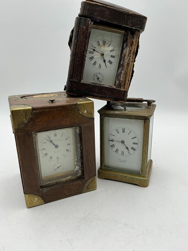 Lot 180 - Three carriage clocks to include one by Reed...