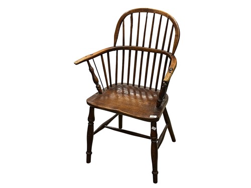 Lot 654 - A stick back Windsor chair, ash and elm...