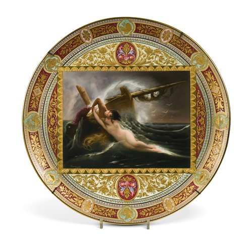 Lot 588 - A large Vienna porcelain charger, Wellenkuss