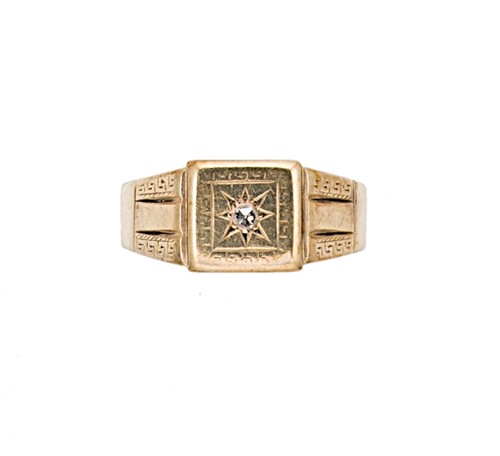 Lot 55 - An early 20th century 9ct gold diamond set signet ring