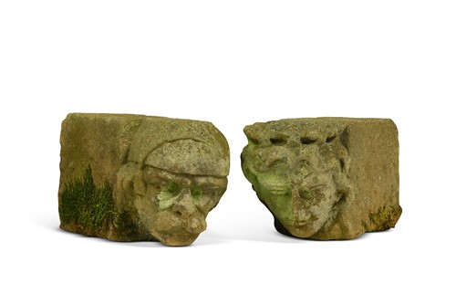 Lot 390 - Two carved stone corbels, 19th century