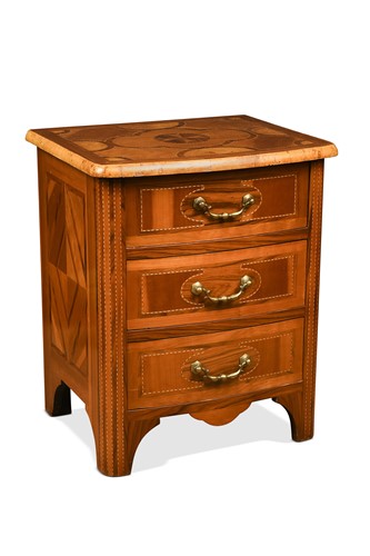 Lot 594 - A Maltese inlaid walnut chest of drawers, 20th century